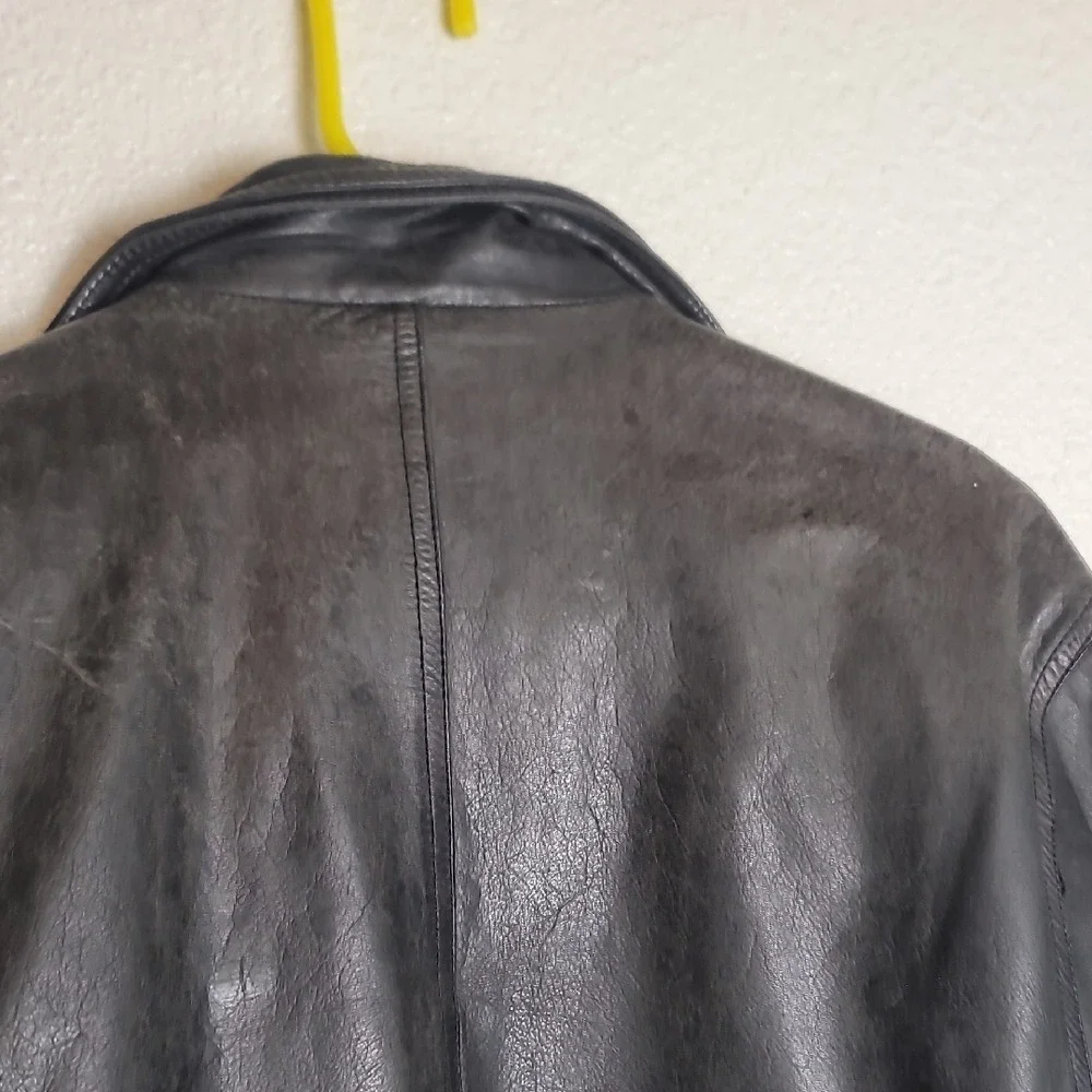 Classic Black Leather Bomber Jacket